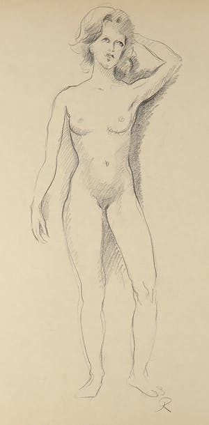 Jan Sluijters (jr.) - Potlood op papier, Staand naakt kopen? Bied vanaf 1!