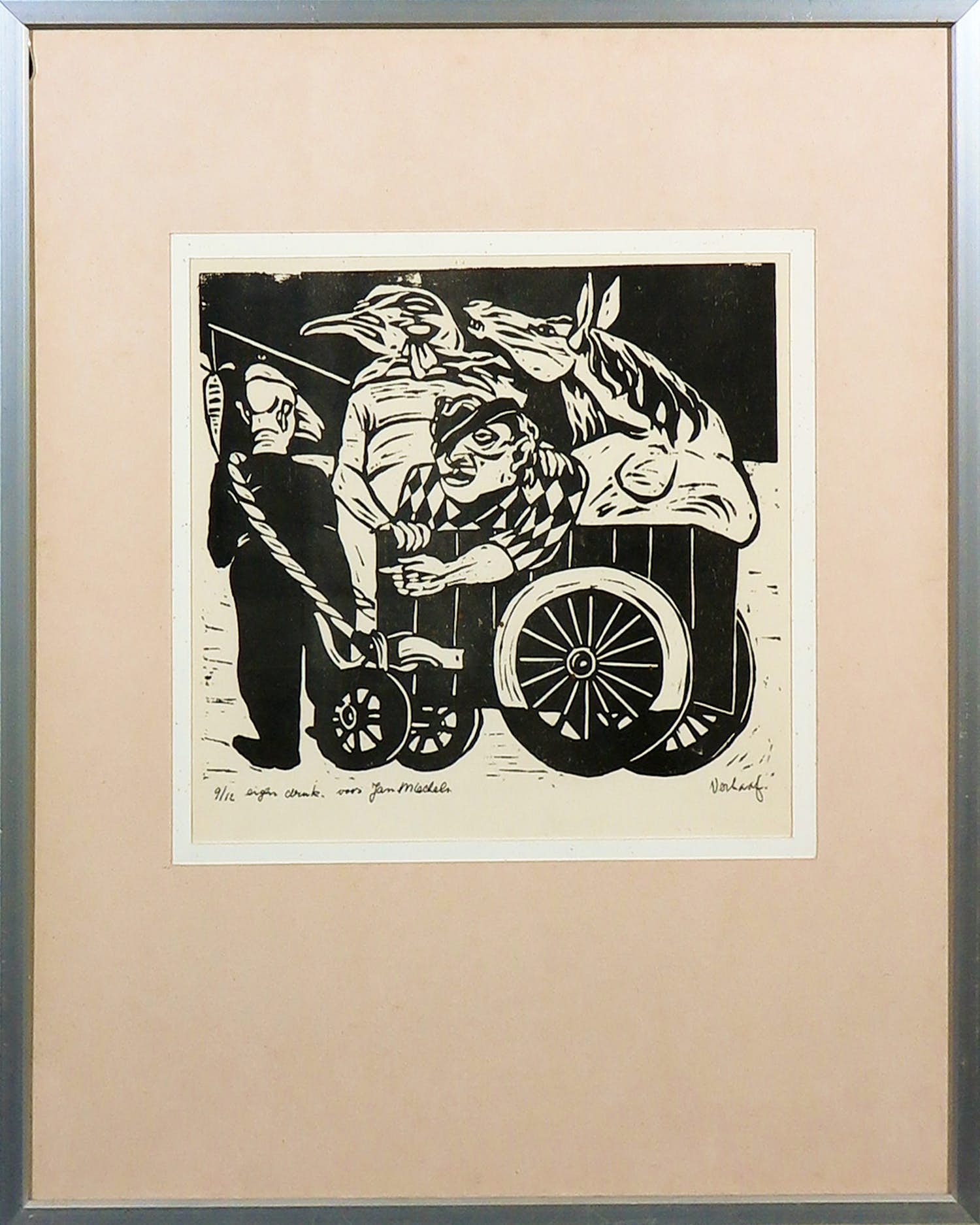 Gradus Verhaaf - Houtsnede, Zonder titel - Ingelijst kopen? Bied vanaf 1!