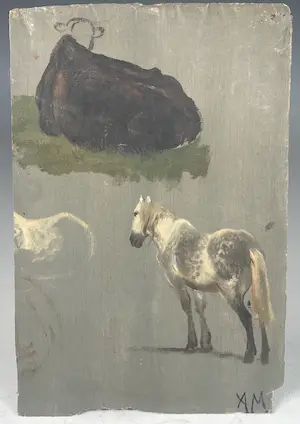 AcheterAnton Mauve (sr.) - olieverfstudie van een paard en een liggende koe? Enchérissez de 80!