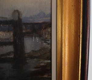 Jules Lentrein - Vissersbootje bij staketsel bij valavond kopen? Bied vanaf 250!