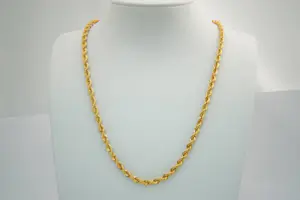 Acheter33 - Lang (60cm) & zo goed als nieuw 14 karaat geel-gouden "koord" collier? Enchérissez de 350!
