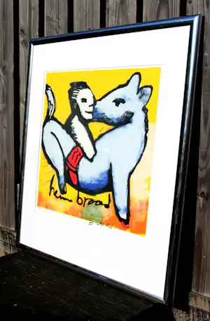 Herman Brood - Grote versie ingelijste zeefdruk: "Horse Power" (nette zilverkleurige lijst!) kopen? Bied vanaf 575!