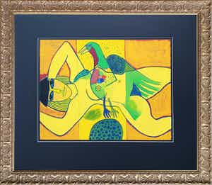 Corneille - 'Nu jaune (Natacha)' - Groot - Imposant ingelijst (nieuw) verkocht voor € 670!