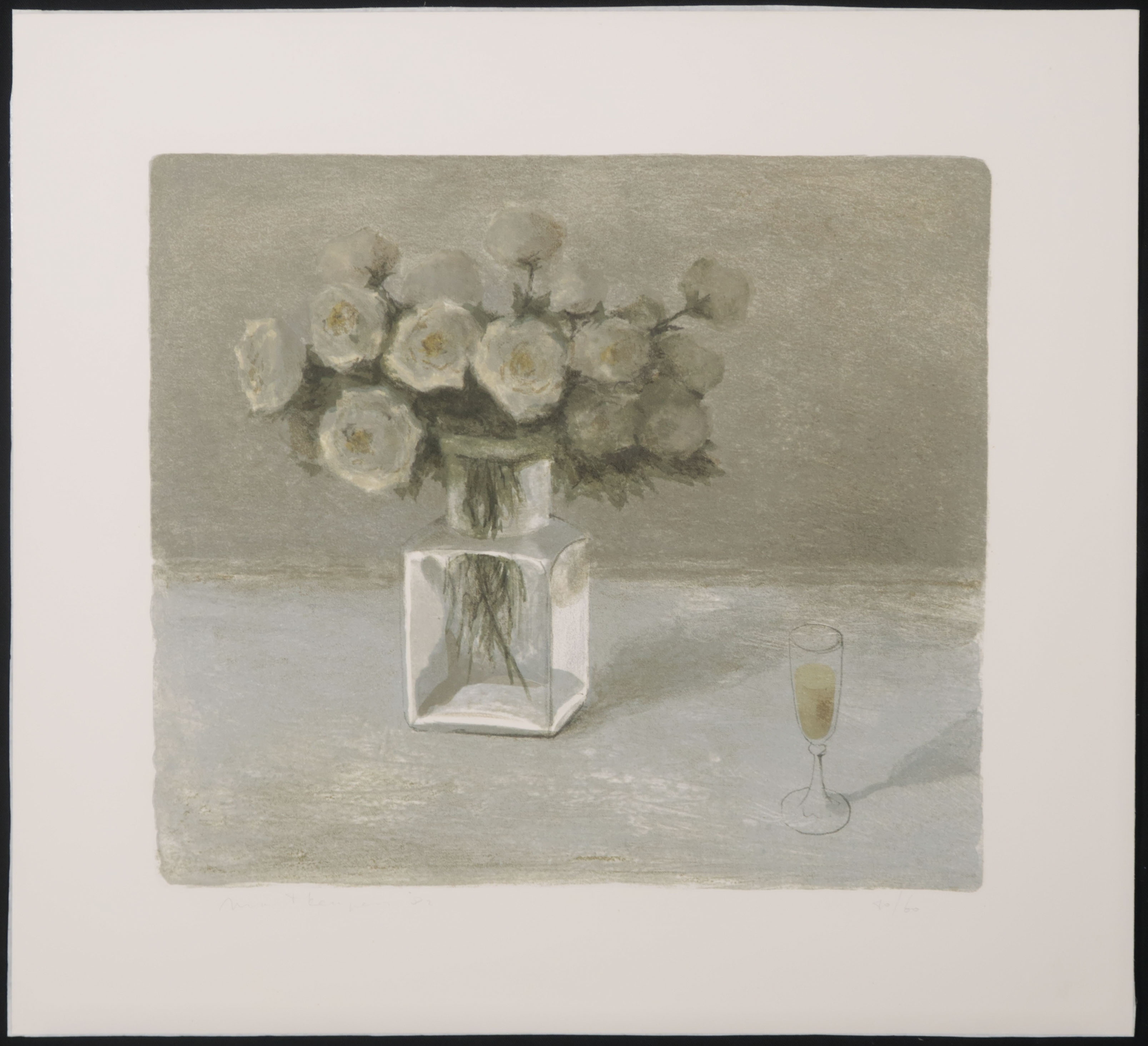 Mart Kempers - Litho, Vaas met bloemen en glas kopen? Bied vanaf 20!