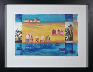 Buy Marianne Aulman - Litho en collage, Zomer aan zee II - Ingelijst? Bid from 35!