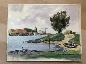 Clement Bezemer - zicht op havenstadje I kopen? Bied vanaf 1!