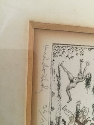 Niet of onleesbaar gesigneerd - bijzondere ets/potlood schilderij !!, kopen? Bied vanaf 10!