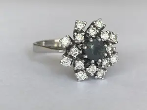 ALGT-gecertificeerde natuurlijke 0,60 ct Alexandriet & Diamant Witgouden Ring kopen? Bied vanaf 1200!