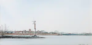 Ciano Siewert - Aquarel, Stadsgezicht vanaf het water - Ingelijst kopen? Bied vanaf 1!