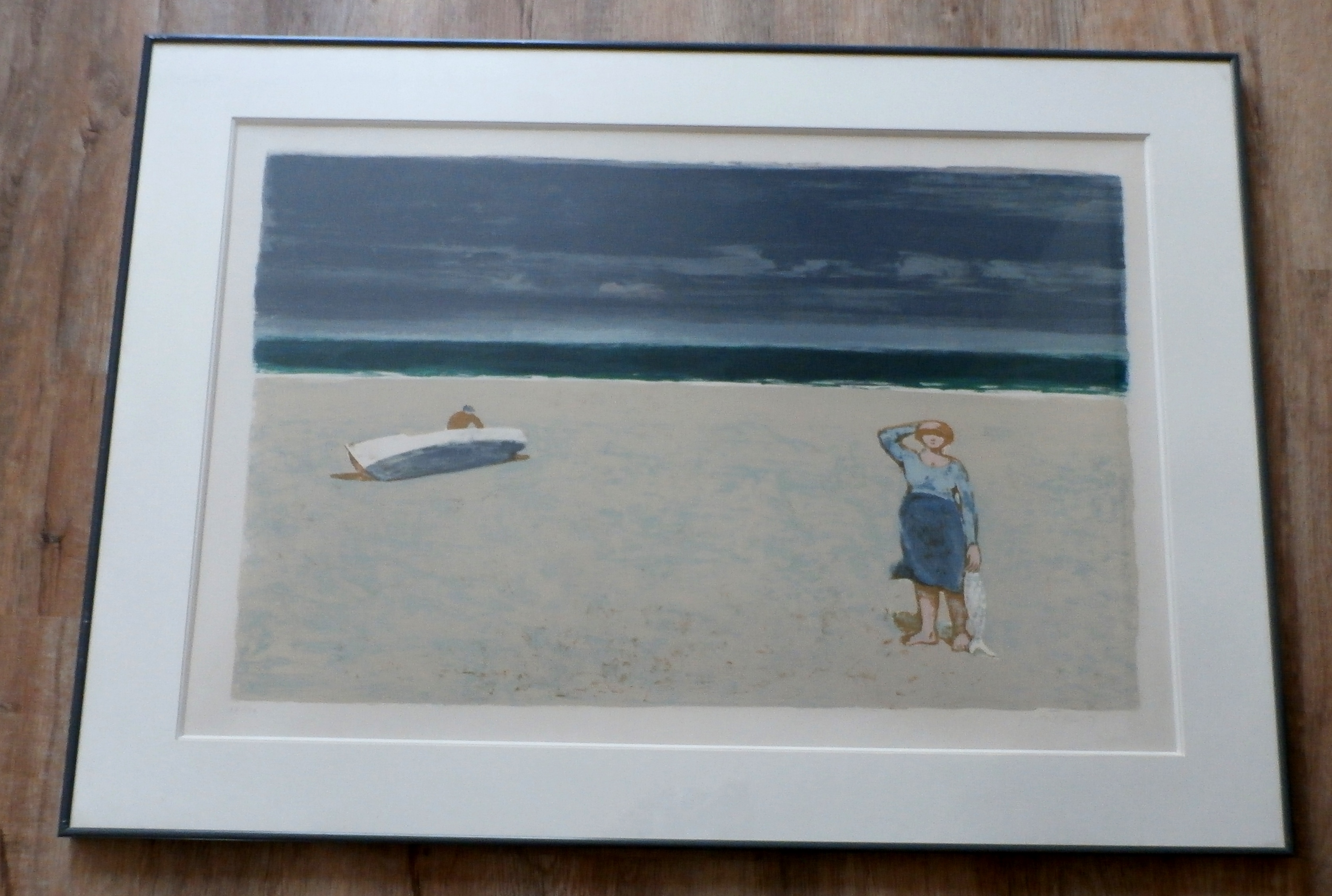 Hans Potthof - ingelijste litho: strandgezicht kopen? Bied vanaf 150!