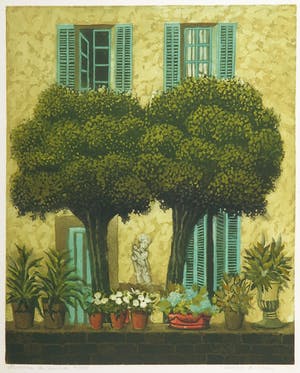 Laetitia de Haas - Lot van vier kleurenetsen, Zuid-Frankrijk kopen? Bied vanaf 40!