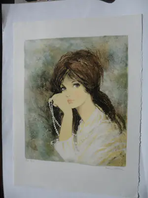 Bernard Charoy - Litho, Meisje met parelsnoer kopen? Bied vanaf 35!