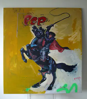 Peter Klashorst - Acrylverf op doek , Zorro, cover van ‘Pep’ nr. 8 , 1965 – 115 x 105 cm kopen? Bied vanaf 400!