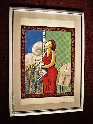 Jacques Tange - populair Rotterdams graficus - grote & gesigneerde Zeefdruk - "Domestic Animal" verkocht voor € 30!