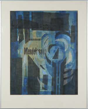 Henk Munnik - Collage van papier en stof (beschilderd), Mendelssohn - Ingelijst verkocht voor € 1!