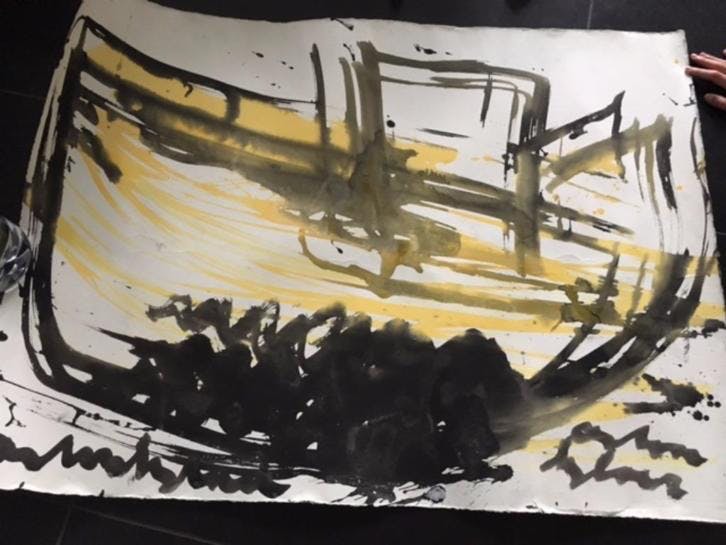 Anton Heyboer - Anton Heyboer - Zijn Boot - Mooi groot formaat !!!  verkocht voor € 150!