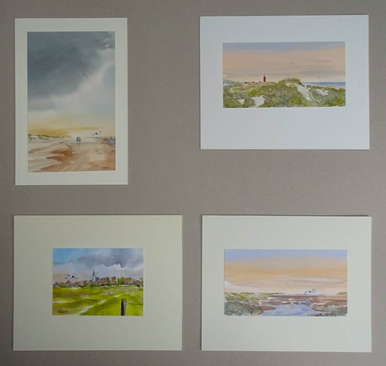 Franklin Meijer - Texel - 4 x aquarelstudies kopen? Bied vanaf 35!