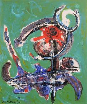 Jan te Wierik - Acryl op papier, Zonder titel - Ingelijst kopen? Bied vanaf 600!