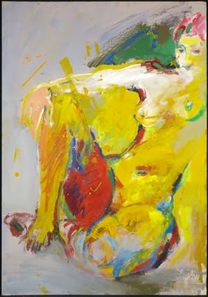 Franscz Witte - Acryl op board, Zittend naakt (Groot) kopen? Bied vanaf 50!