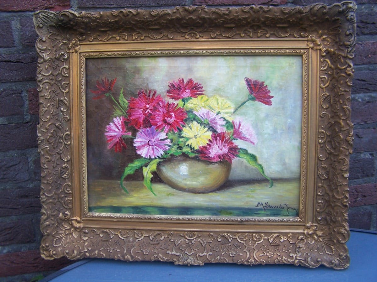 Maria Christina Jacoba Sterre de Jong - Stilleven met Ijsbloemen. kopen? Bied vanaf 40!