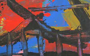 Erik Oldenhof - Acryl op papier, Abstracte compositie verkocht voor € 35!