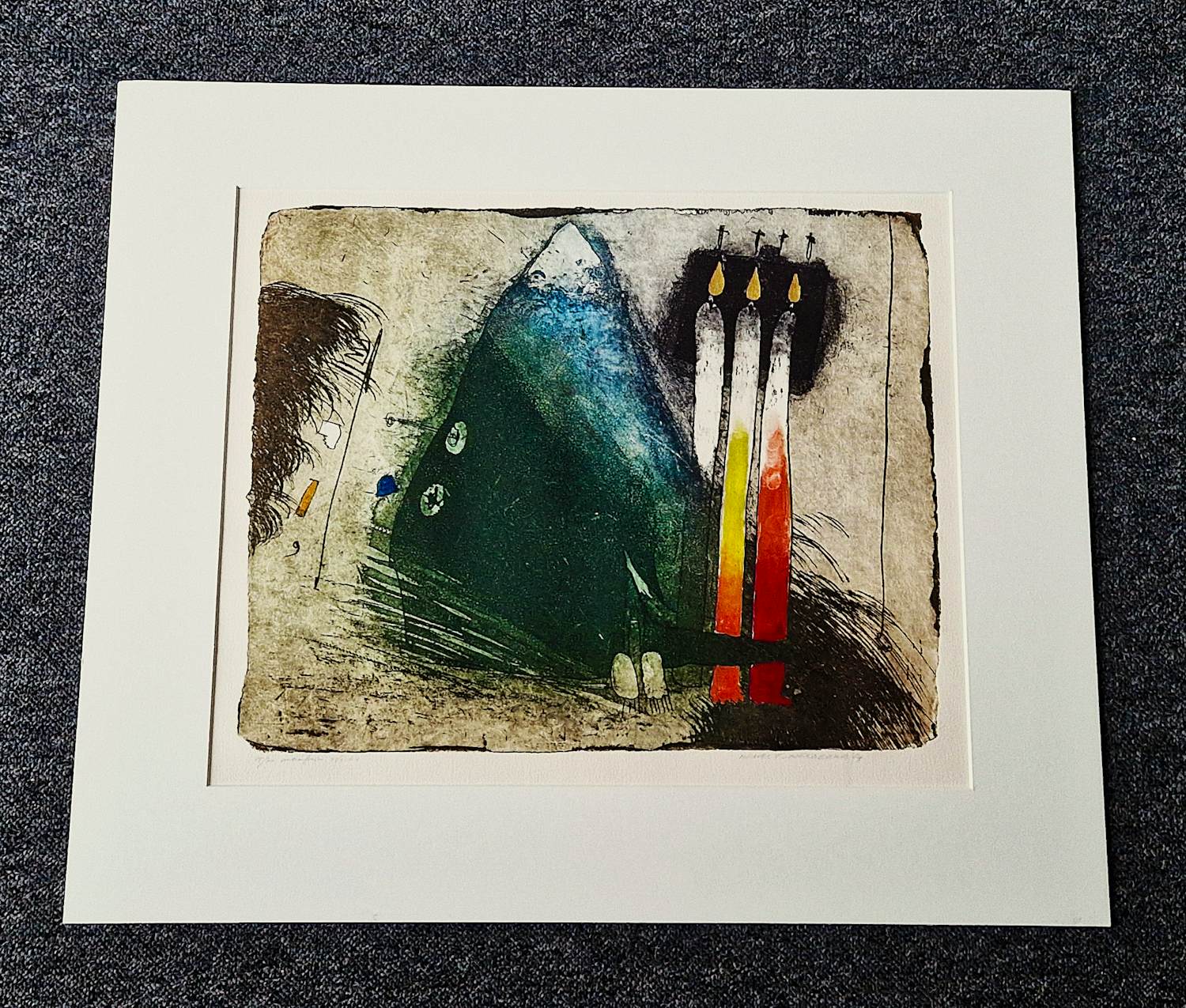 Michel van Overbeeke - Fraaie grote kleuren ets "mountain sticks" bep.oplage (14/30) - gesigneerd kopen? Bied vanaf 40!