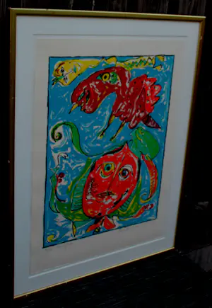 Carl-Henning Pedersen - Ingelijste kleurenlitho: "Himmelfahrten" - 1988 kopen? Bied vanaf 299!