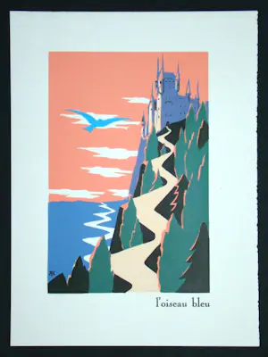 Achille Kas - De Blauwe Vogel - 1932 - Originele lithografie - Aquareltechniek - Gesigneerd kopen? Bied vanaf 100!