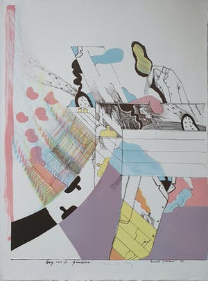 Hannes Postma - Kleurenlitho: 'Lay out for Pandora' - 1967 kopen? Bied vanaf 45!