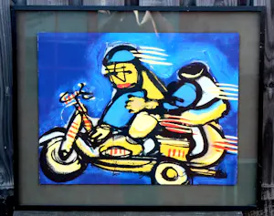 Herman Brood - Ingelijste zeefdruk: Motorrijder kopen? Bied vanaf 495!