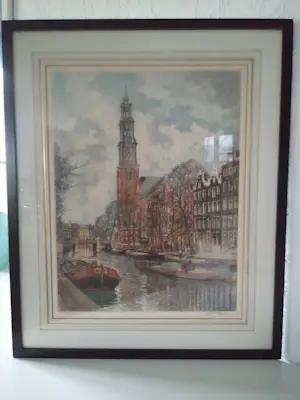 Hendrikus Roodenburg - kleurenets van Westertoren met Prinsengracht te Amsterdam kopen? Bied vanaf 60!