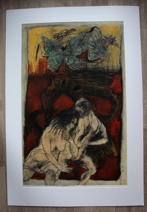 Ru van Rossem - ets: Orpheus en Euridice (Ovidius) - 1994 (groot!) kopen? Bied vanaf 160!