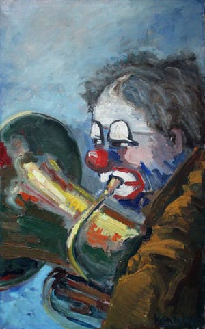 Juan Soler - Acryl op doek - Clown met eufonium "Payaso" - 1965 kopen? Bied vanaf 299!