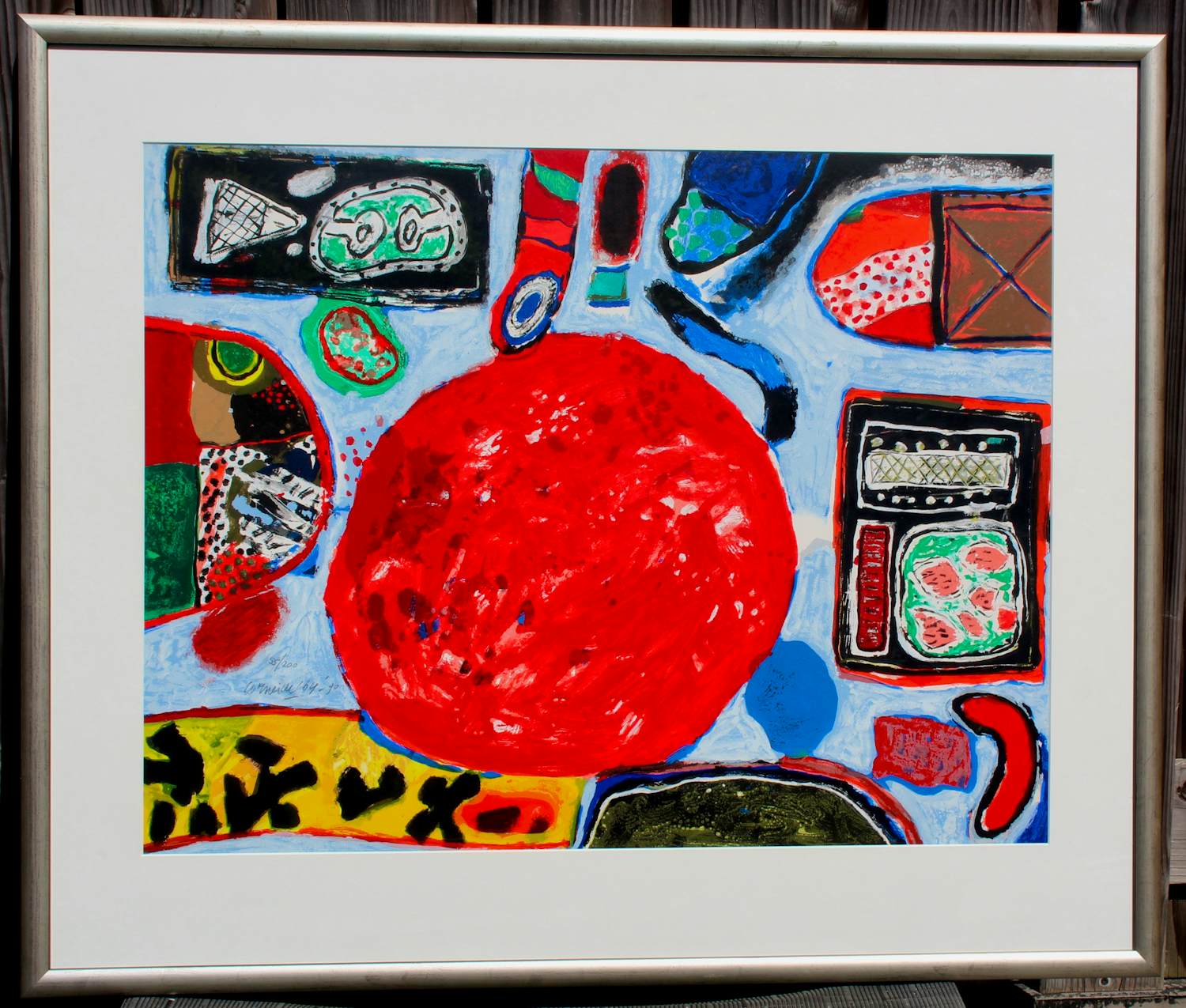 Corneille - Ingelijste zeefdruk: 'Abstract' (groot werk) - '64 - '90 kaufen? Bieten Sie von 499!