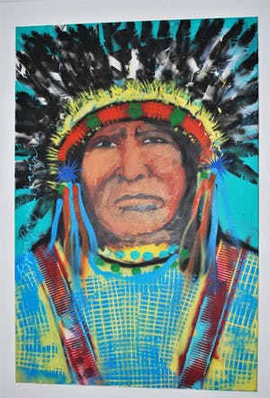 Espen Hagen - Groot schilderij Indiaan kopen? Bied vanaf 395!