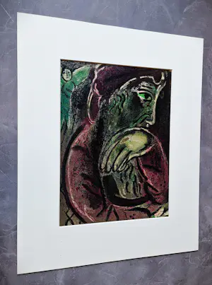 Marc Chagall - originele - Mourlot Frères - 1956 kleuren litho "Jobs vertwijfeling" kopen? Bied vanaf 256!