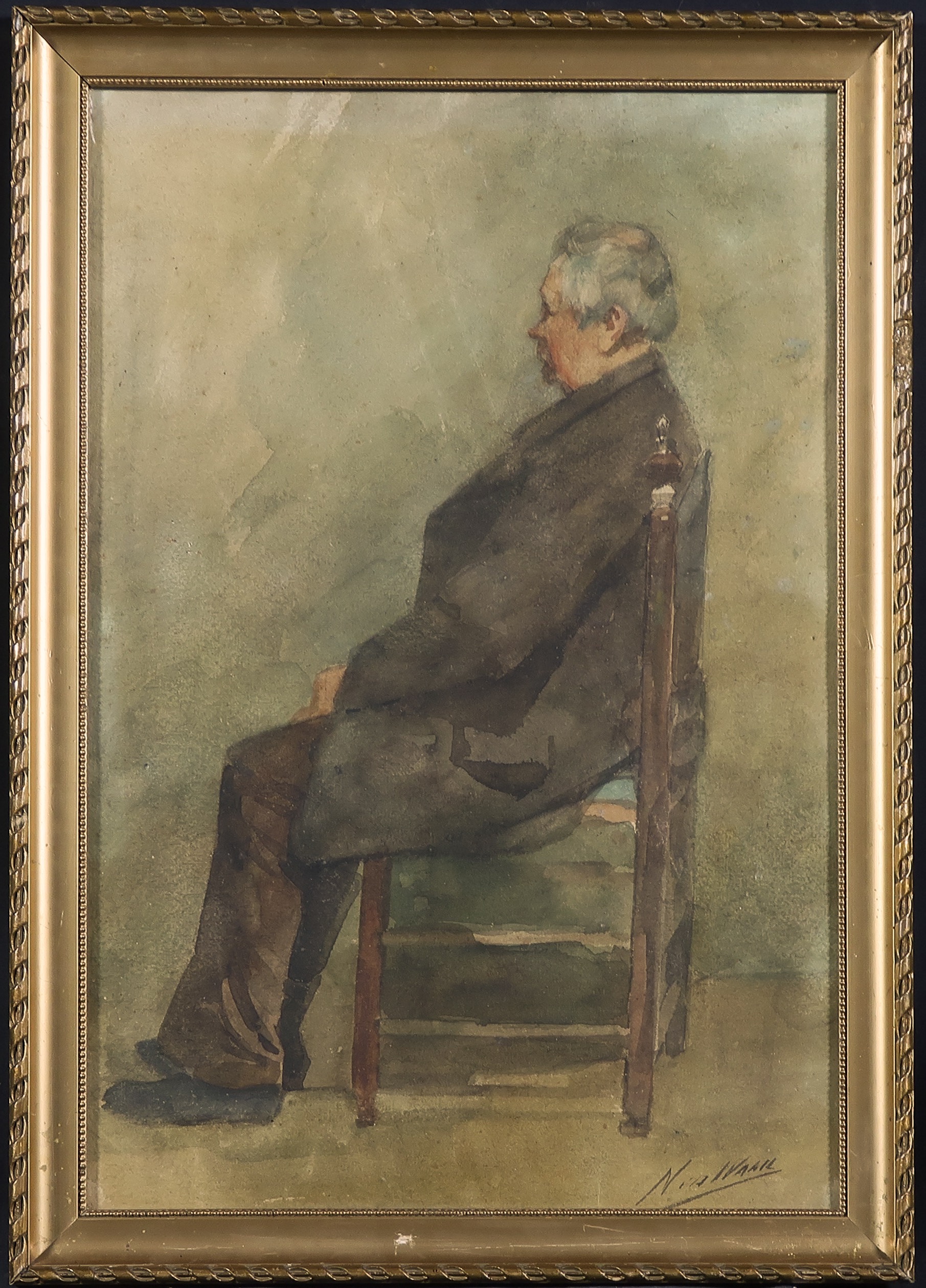 Nicolaas van der Waay - Aquarel, De concierge van Arti - Ingelijst kopen? Bied vanaf 350!