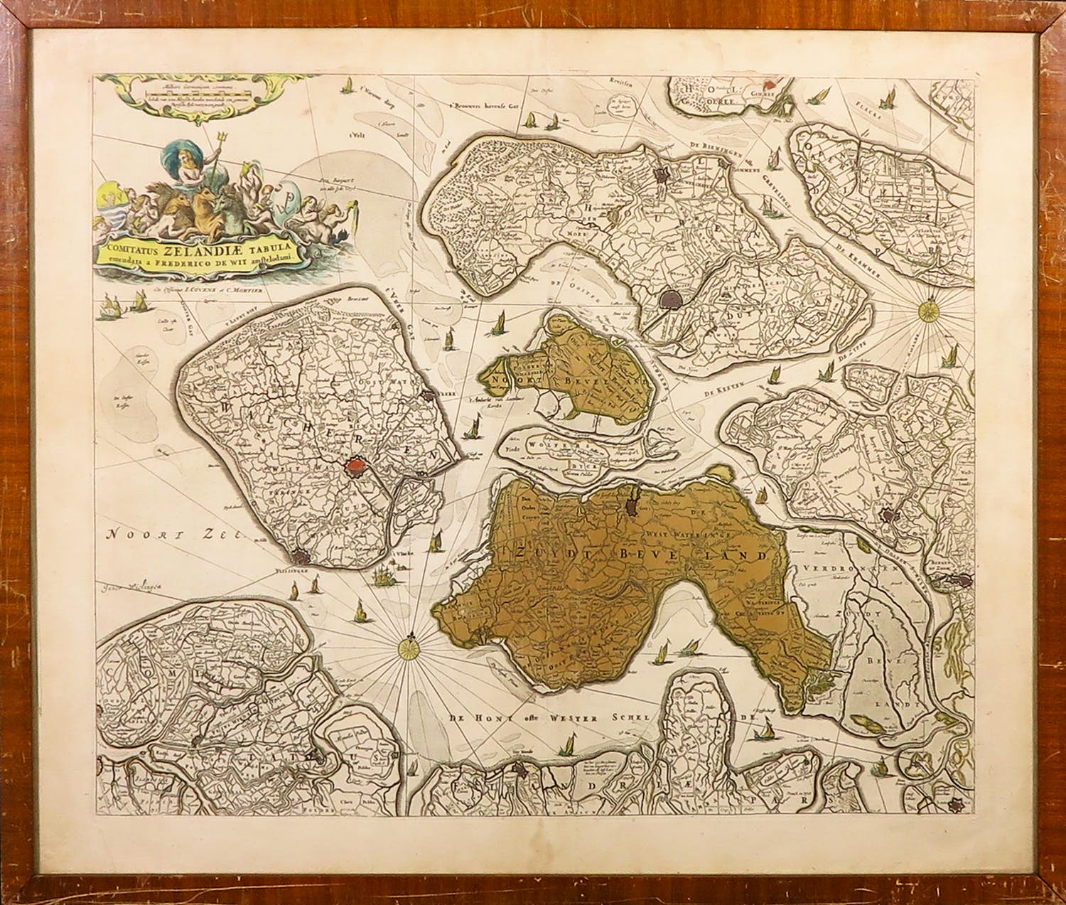Covens & Mortier - Gravure, Kaart 'Comitatus Zeelandie Tabula' - Ingelijst verkocht voor € 1!