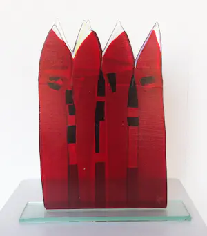 Bert Grotjohann - Glas, Kleurrijk abstract glazen object kopen? Bied vanaf 150!