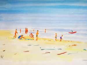 Gillis van Oosten - Strand Scheveningen. 1954. verkocht voor € 79!