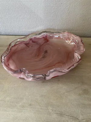 Niet of onleesbaar gesigneerd - Italiaanse design glaswerk, mand plus schaal kopen? Bied vanaf 1!