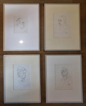 Joop Liesker - 4 portrettekeningen kopen? Bied vanaf 25!