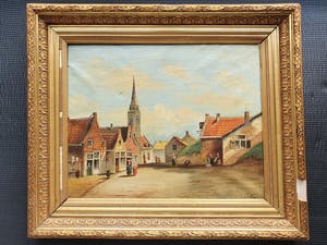 Niet of onleesbaar gesigneerd - Dorp | 18e- 19e eeuw | Beschadigd! kopen? Bied vanaf 1!
