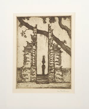 Jan Poortenaar - Ets, Tempelpoort, Bali kopen? Bied vanaf 1!