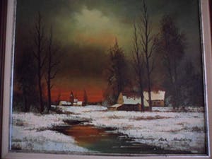 Niet of onleesbaar gesigneerd - Olie verf op doek, Winter landschap kopen? Bied vanaf 1!