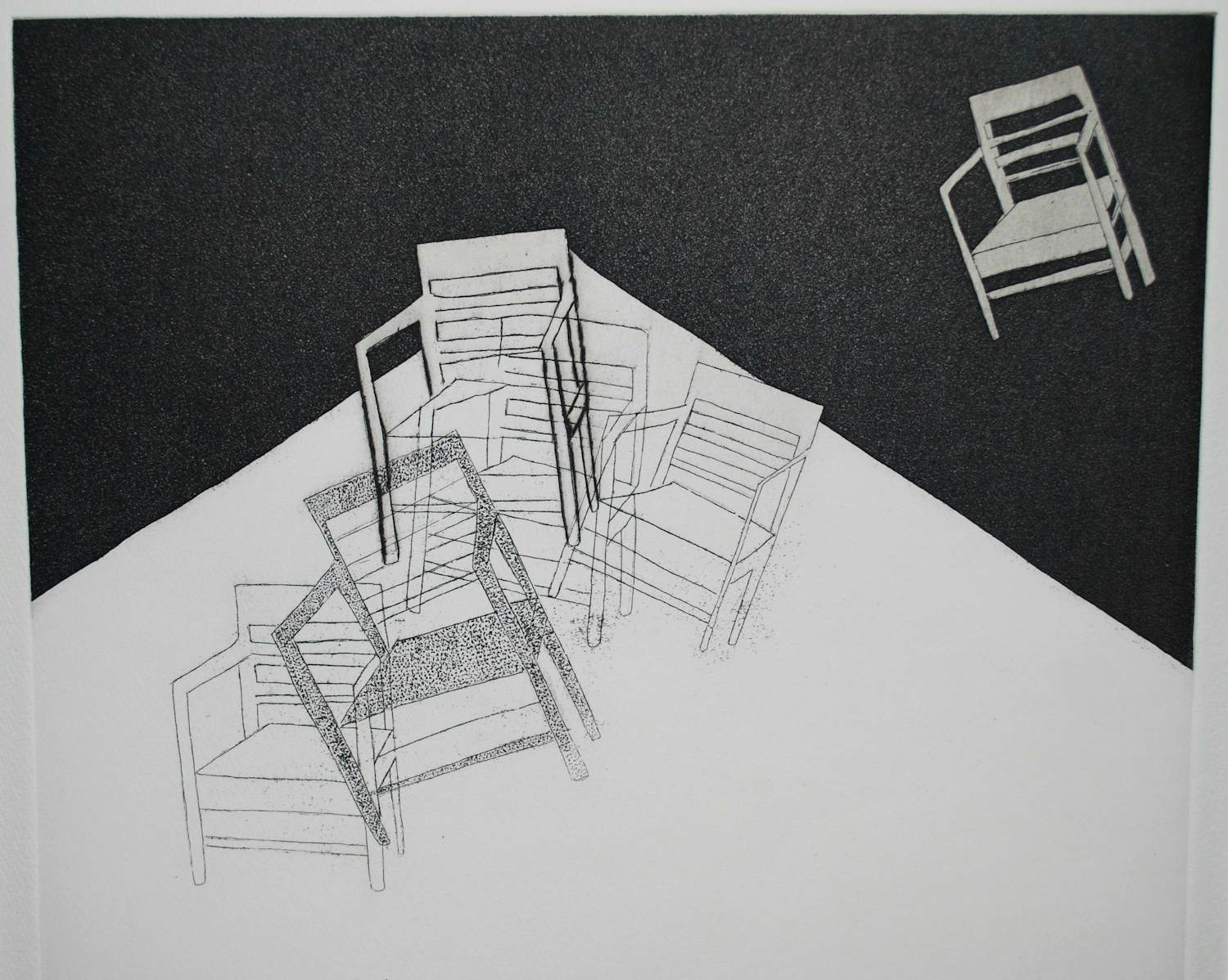 Anneke van der Mandele - Stoeltjes - ets - oplage 50 kopen? Bied vanaf 65!