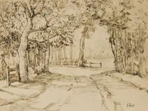 Jacques Zon - Grote omstreeks 1900 gemaakte Houtskooltekening "bospad" gesigneerd kaufen? Bieten Sie von 20!