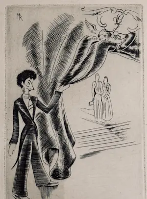 Rene Mels - Das Theater – 1946 – Seltene signierte Kaltnadelradierung – gerahmt kopen? Bied vanaf 50!