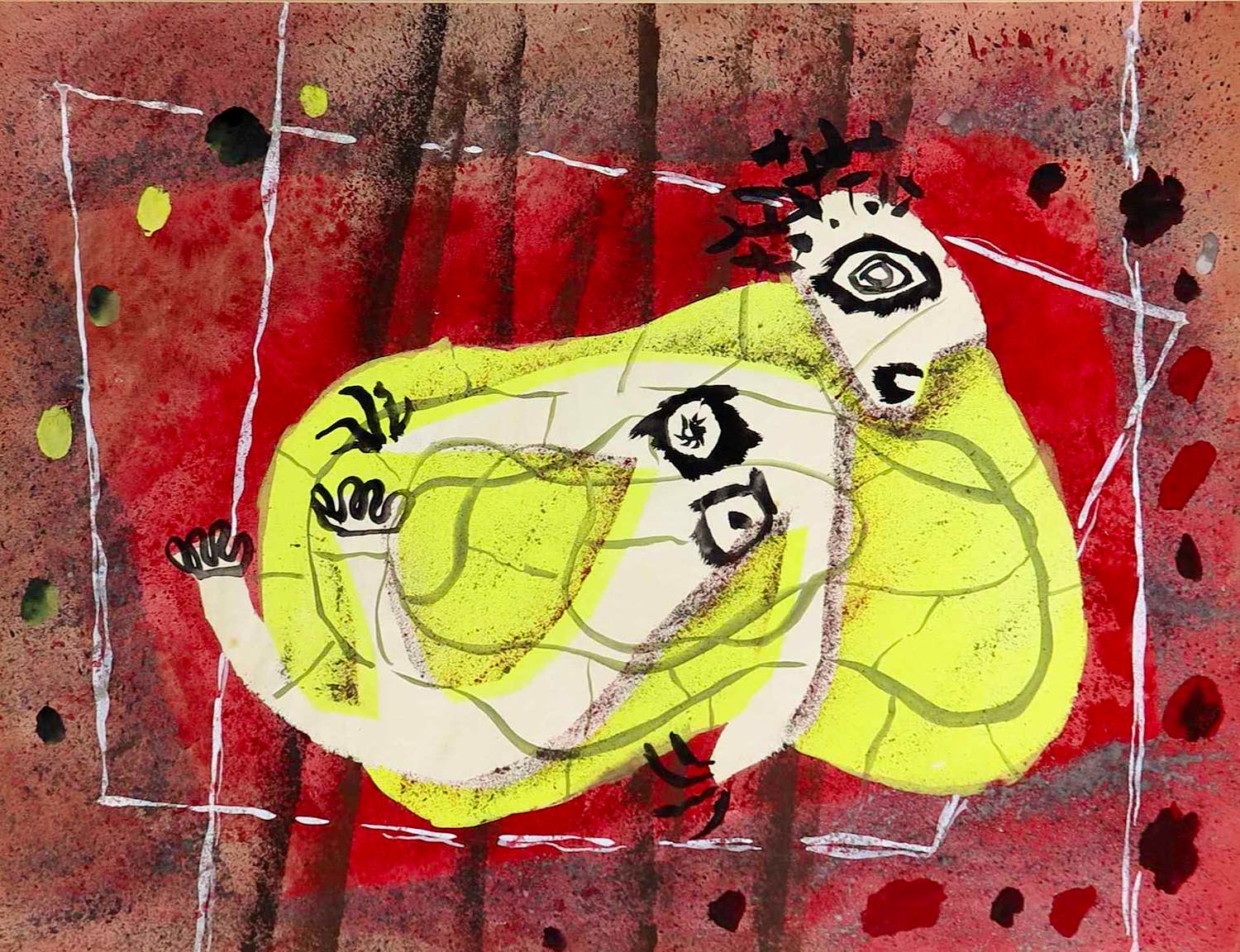 Hans Ittmann - Gouache, Zonder titel verkocht voor € 1!