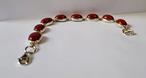 Nieuw Sterling zilveren armband gezet met bloed koraal kopen? Bied vanaf 125!